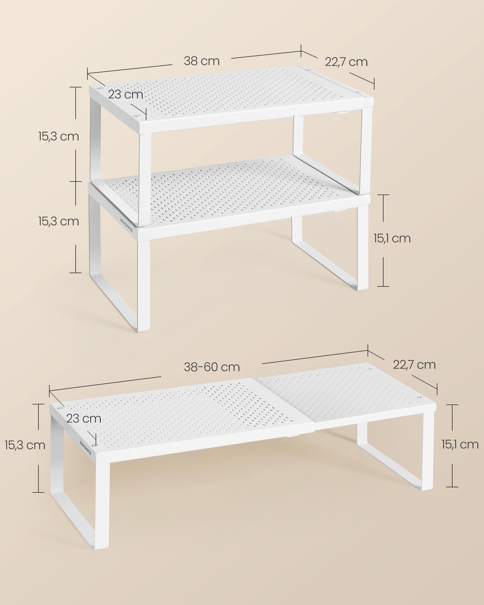 Songmics KCS007W01 scaffale portaspezie estensibile bianco 21 kg