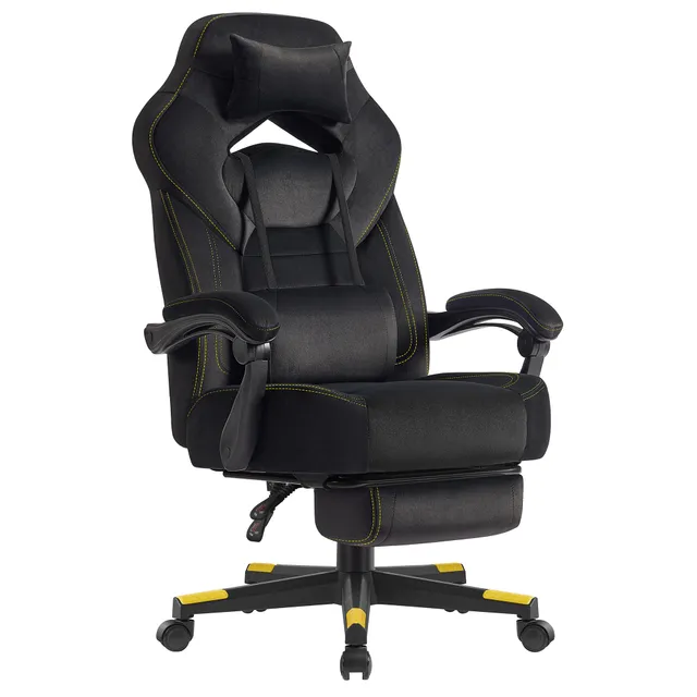 Songmics OBG077B08 sedia gaming nero inchiostro poggiapiedi