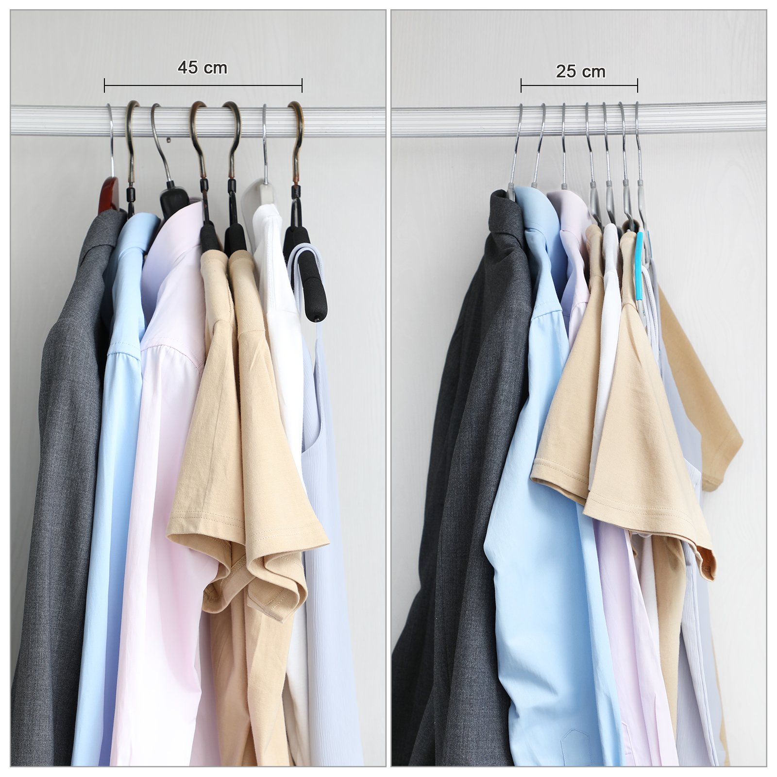 SONGMICS CRP41Q-50 grucce plastica 50 pezzi blu grigio collo stretto