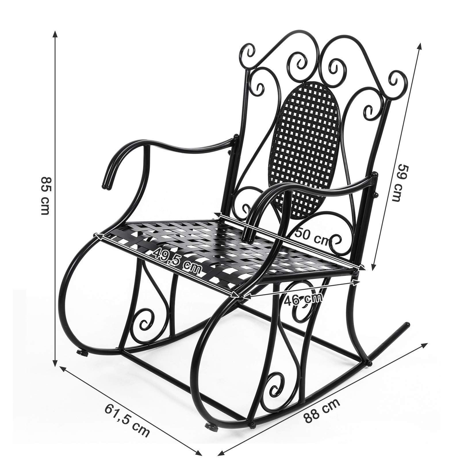 Songmics GRC101B poltrona a dondolo ferro balcone giardino