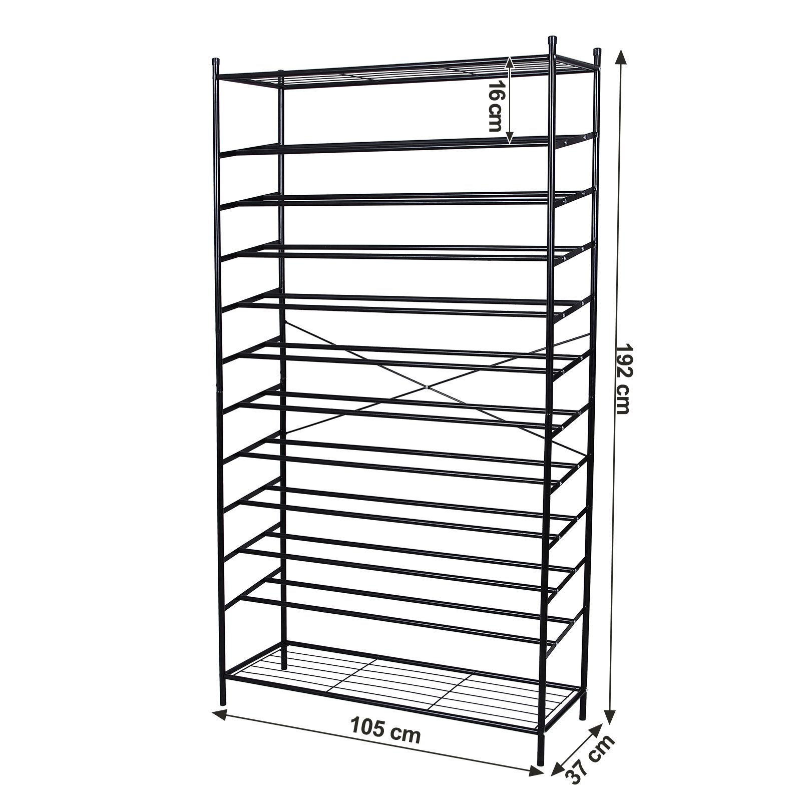 Songmics RTG01H Scarpiera 12 Ripiani 70 Paia 105x37x192