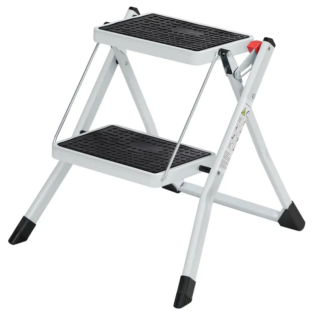 Songmics GSL02WT scaletta 2 gradini acciaio bianco nero