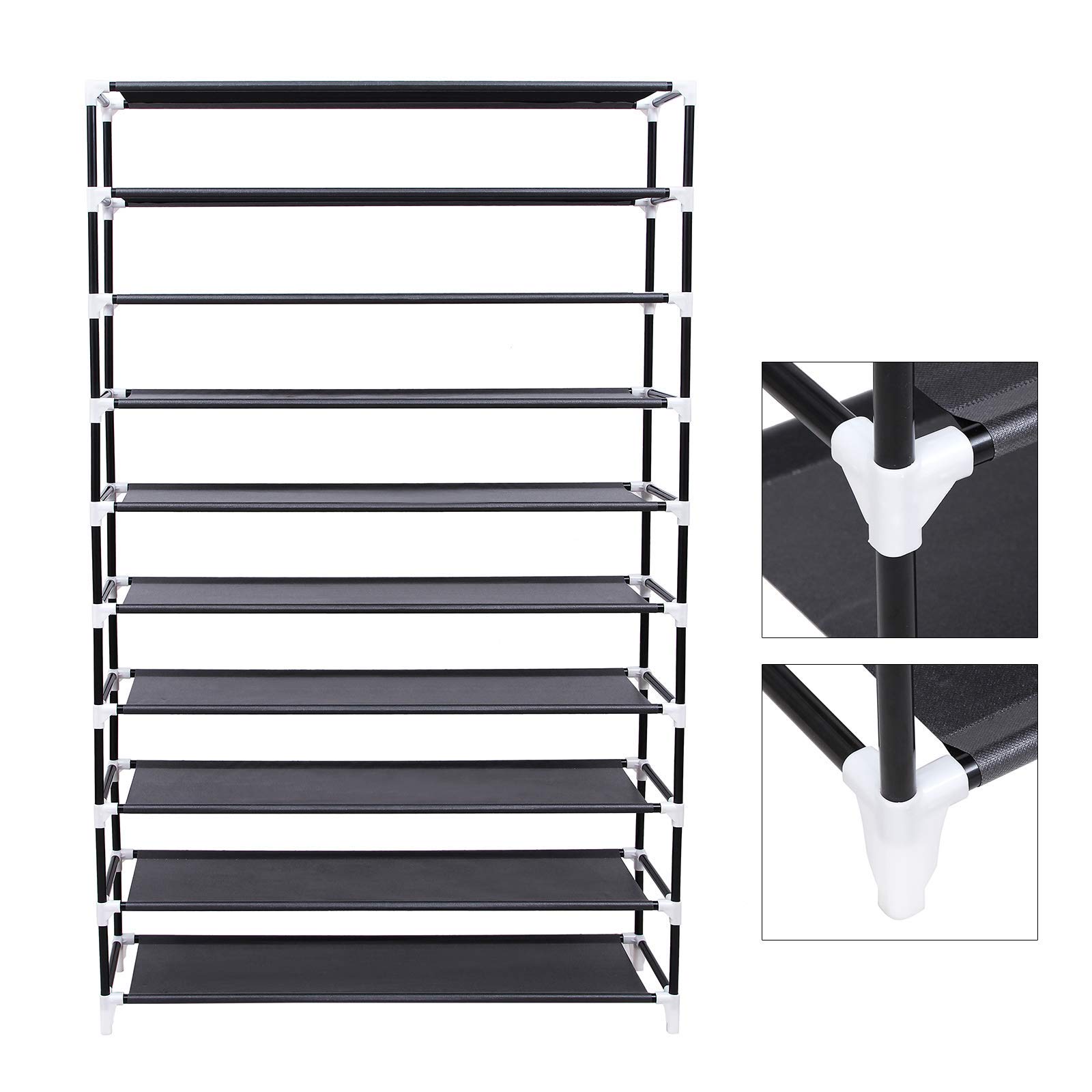 Songmics RXJ00H scarpiera 10 ripiani nera 162x100x28 cm