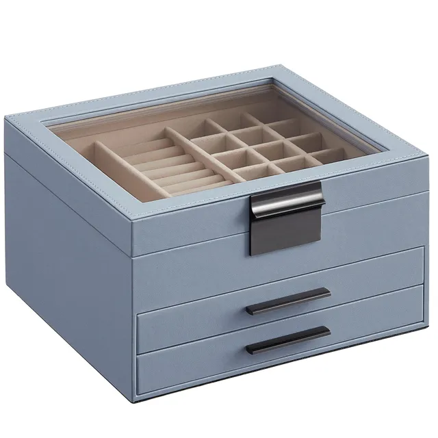 Songmics JBC239BU portagioie 3 livelli blu vetro