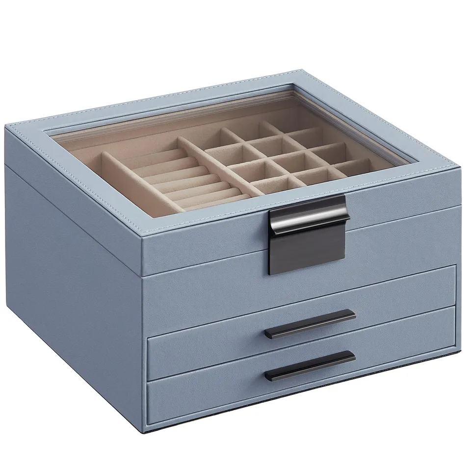 Songmics JBC239BU portagioie 3 livelli blu vetro