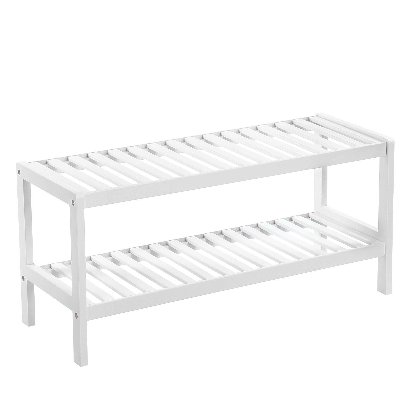 Songmics LBS02WT Scarpiera 2 Ripiani Bianco Bambù