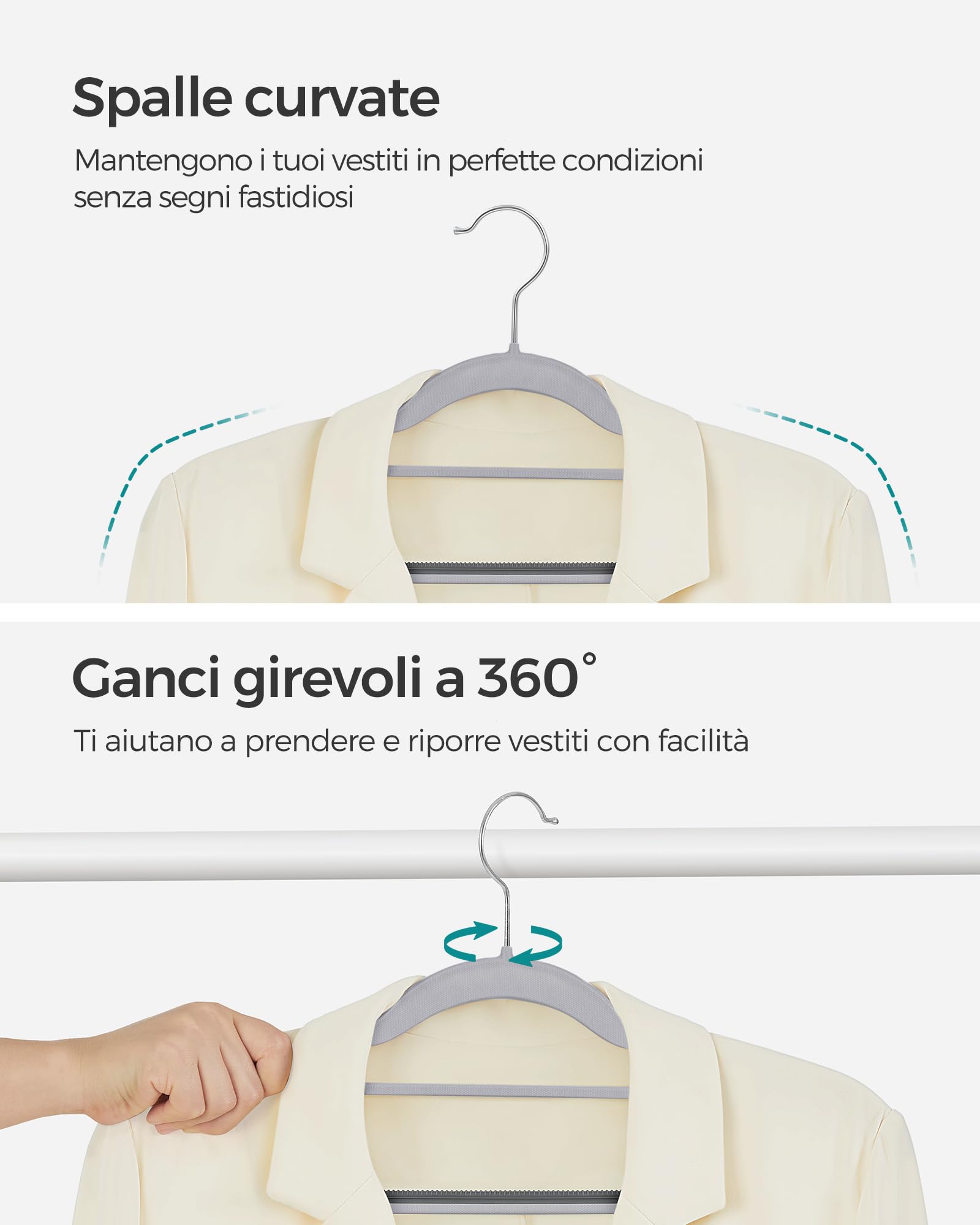 Songmics CRP20G30 grucce 30 pezzi grigio antiscivolo 42 cm