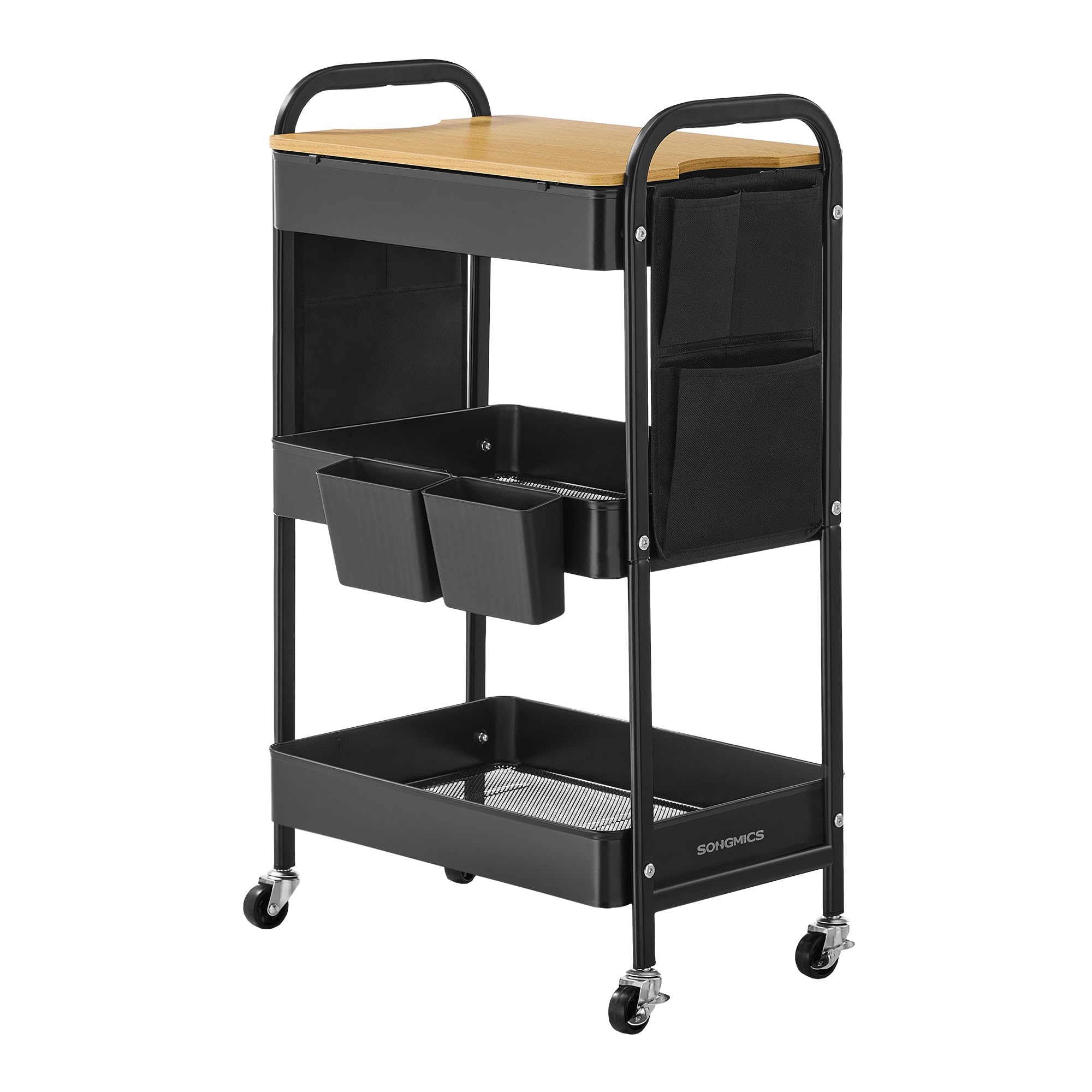 Songmics LRC036W01 carrello 3 ripiani bianco nuvola con ruote