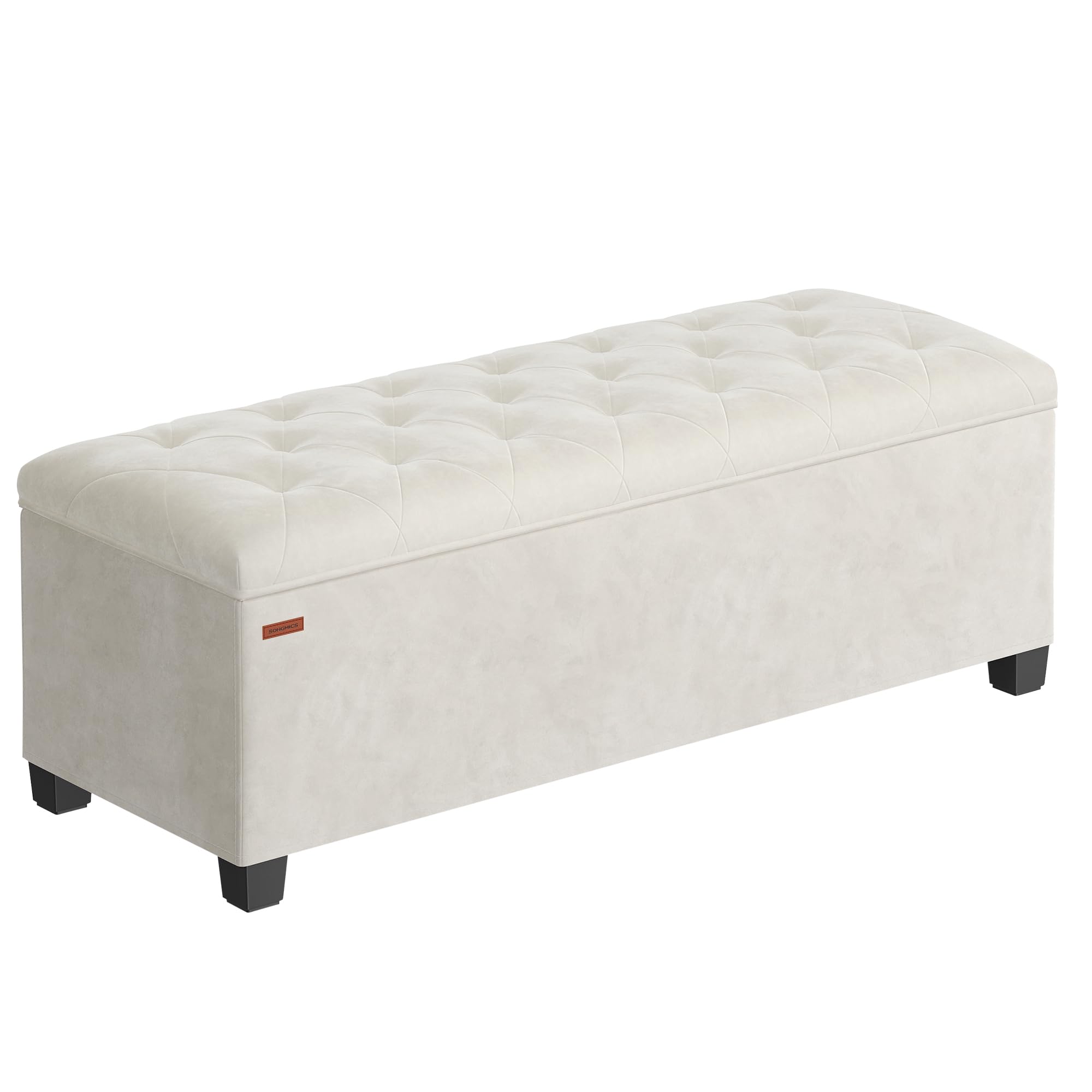 Songmics LSF089W01 cassapanca pouf bianco crema 110 cm velluto