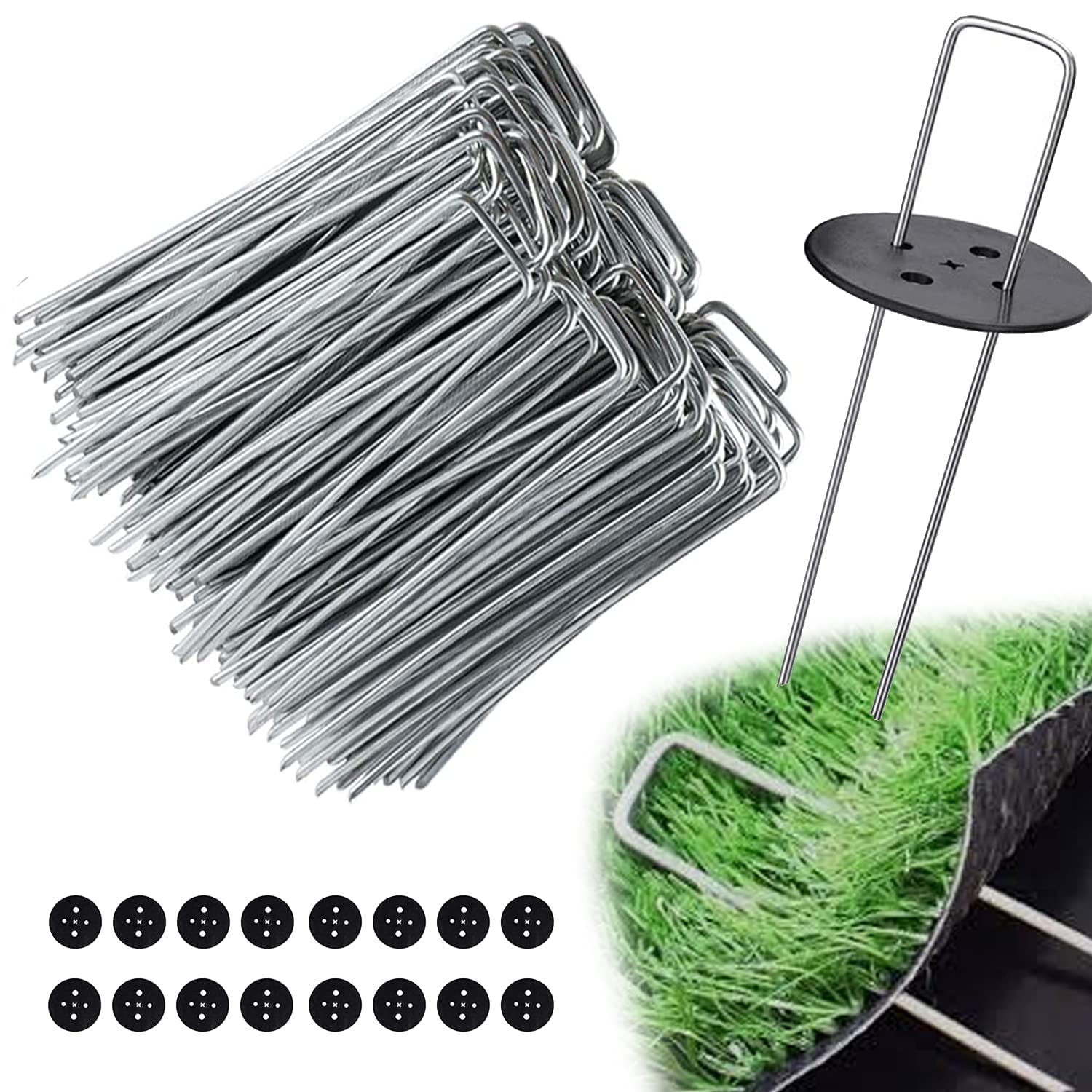 Ediesi picchetti giardino a U acciaio 50 pezzi 15 cm antiruggine