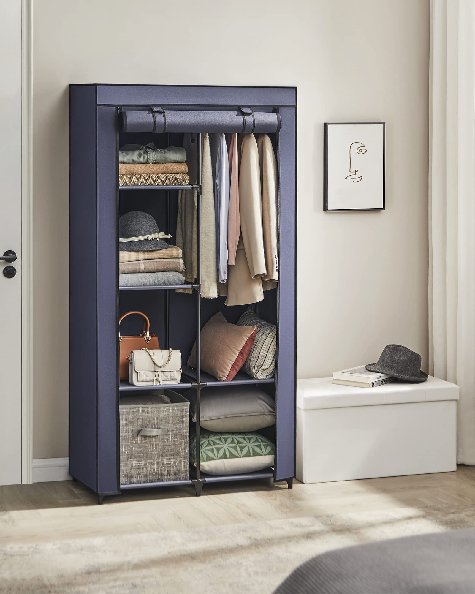 Songmics RYG084I02 guardaroba blu 45x88x168 cm