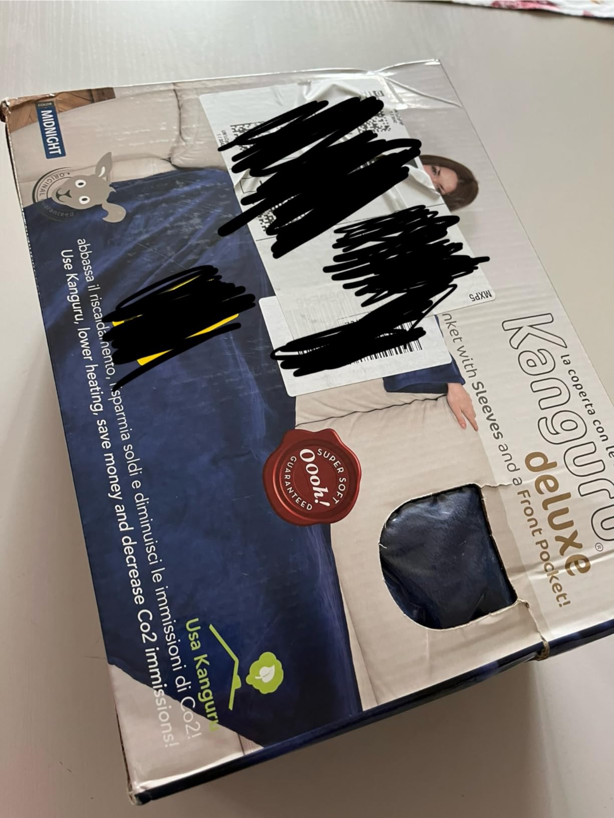 Kanguru Coperta con Maniche Singolo Blu 140x210 cm Pile Morbido