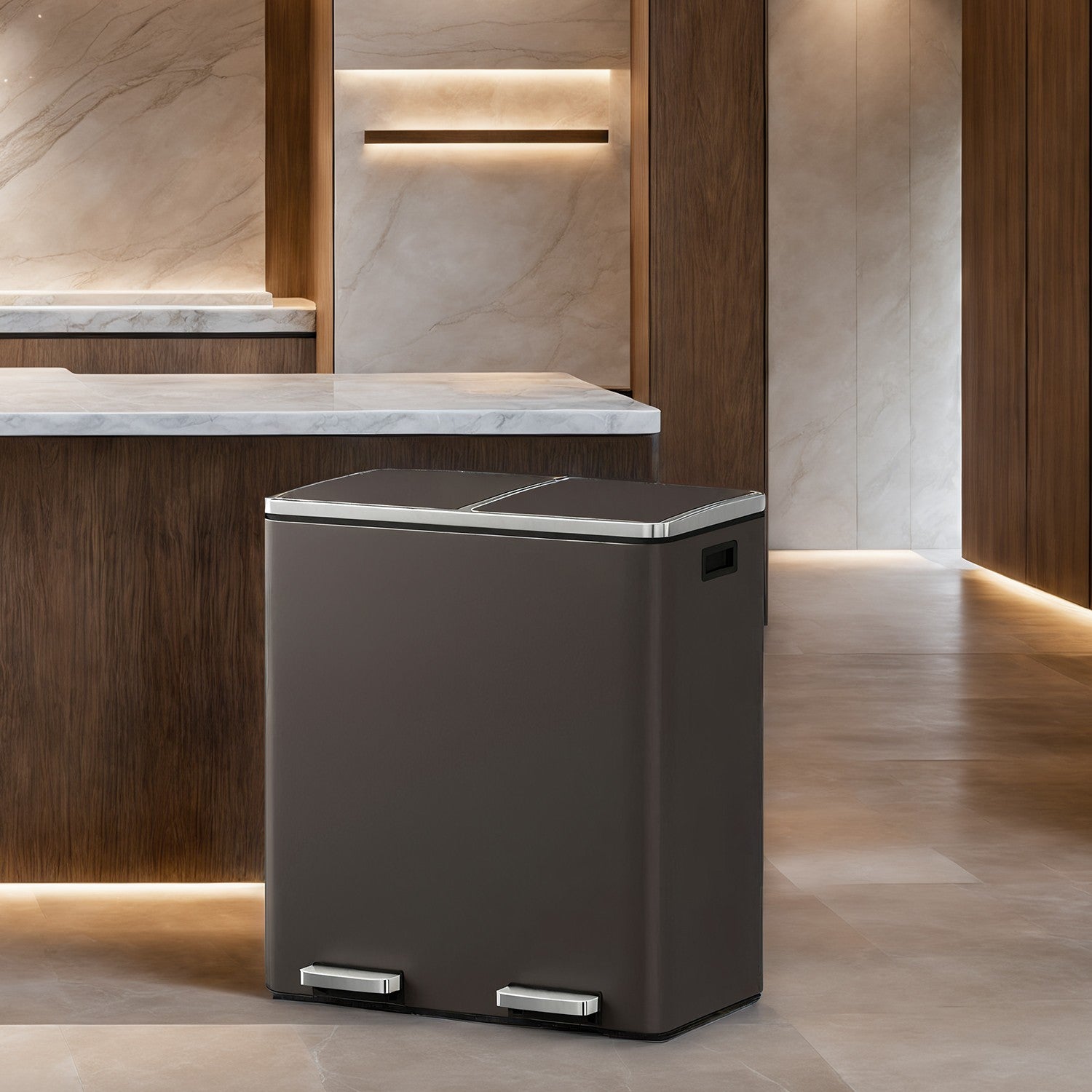 Songmics ULTB60NL Pattumiera Doppia 60L Argento
