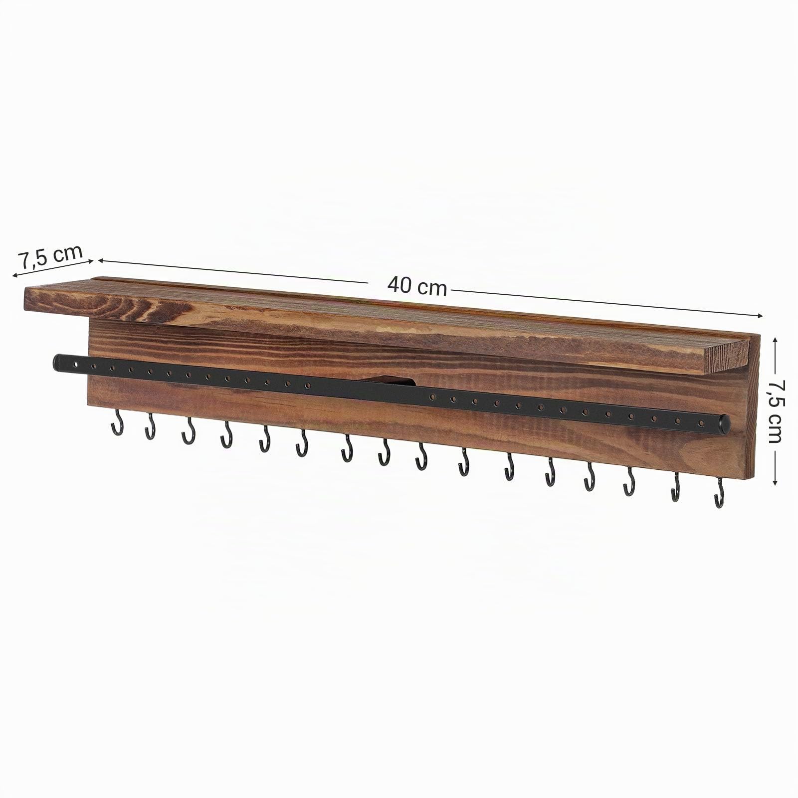 Songmics JJS10CB portagioie da parete legno bruciato 40 cm