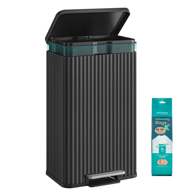 Songmics ULTB586WZ01 Pattumiera Acciaio 50 L Bianco Pedale