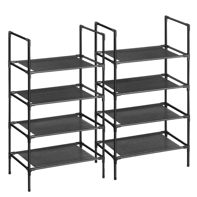 Songmics LSR044B02 scarpiera set 2 pezzi nera 4 ripiani salvaspazio