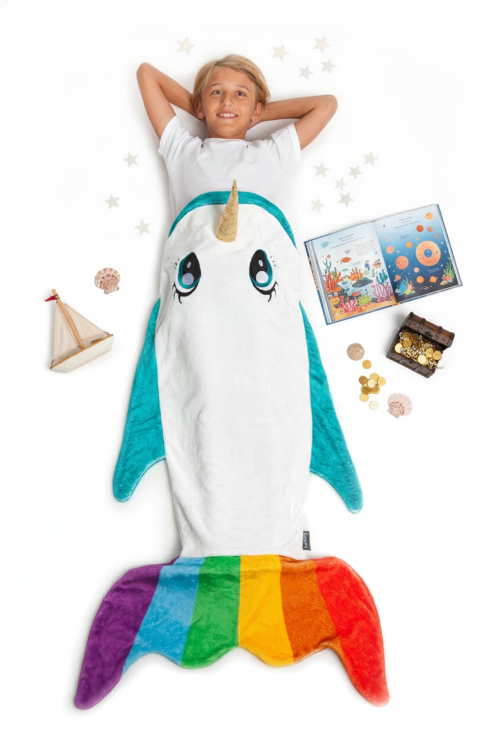 Lavatelli Kanguru Narvalo coperta bambini 142 cm arcobaleno