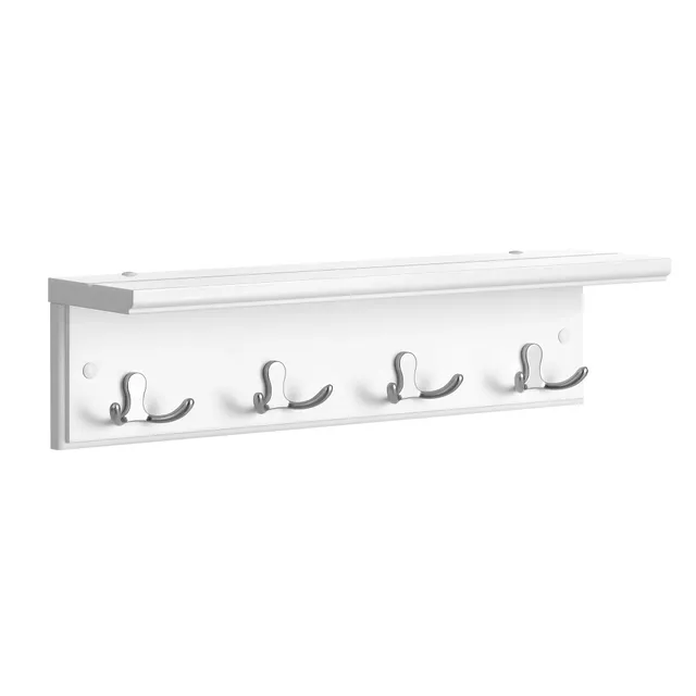 Songmics LHR42WT appendiabiti parete bianco 40 cm con mensola 4 ganci