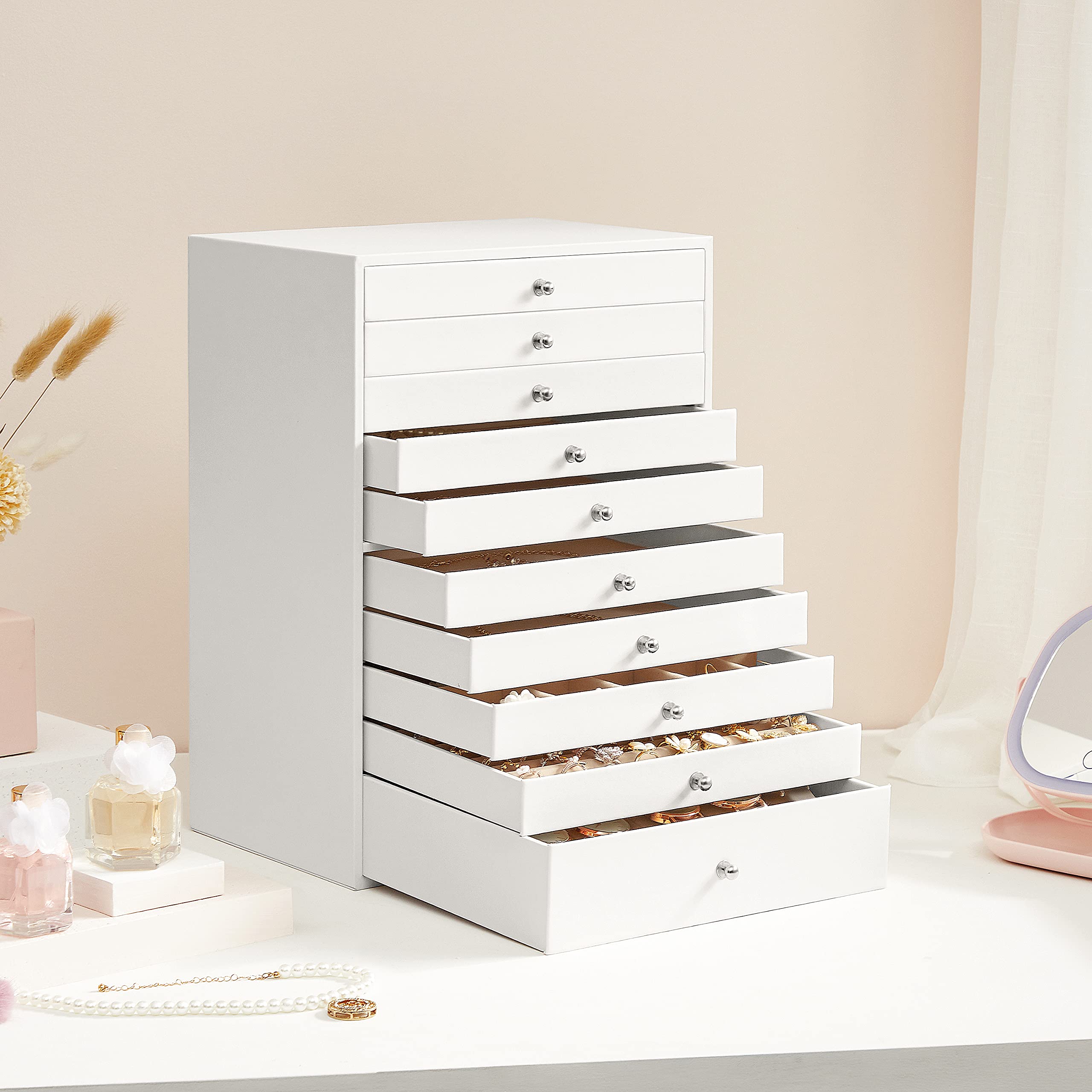 Songmics JBC10W scatola portagioie 10 cassetti bianca