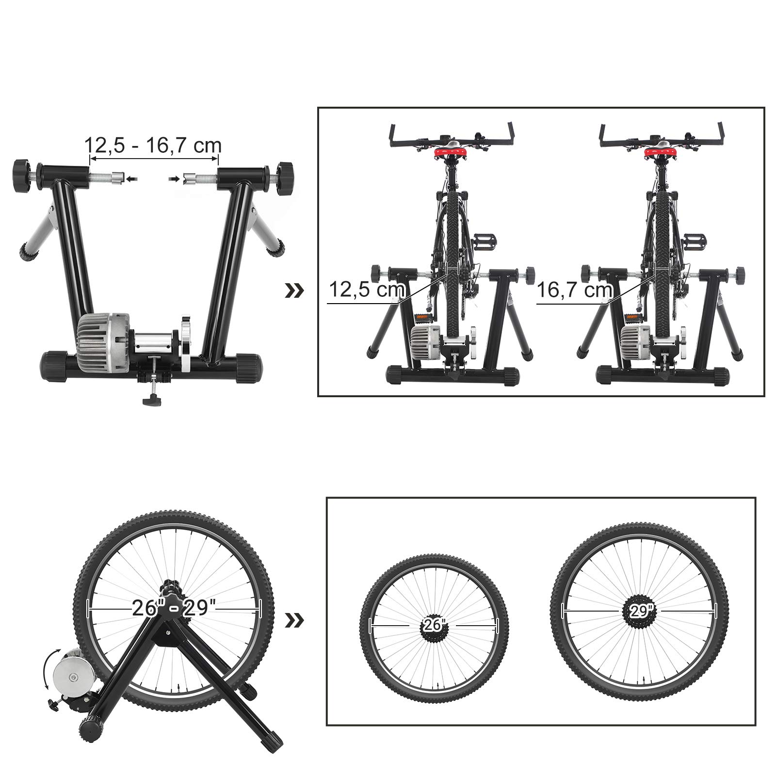 Songmics SBT02B Rulli Bici Trainer Fluido Nero Silenzioso