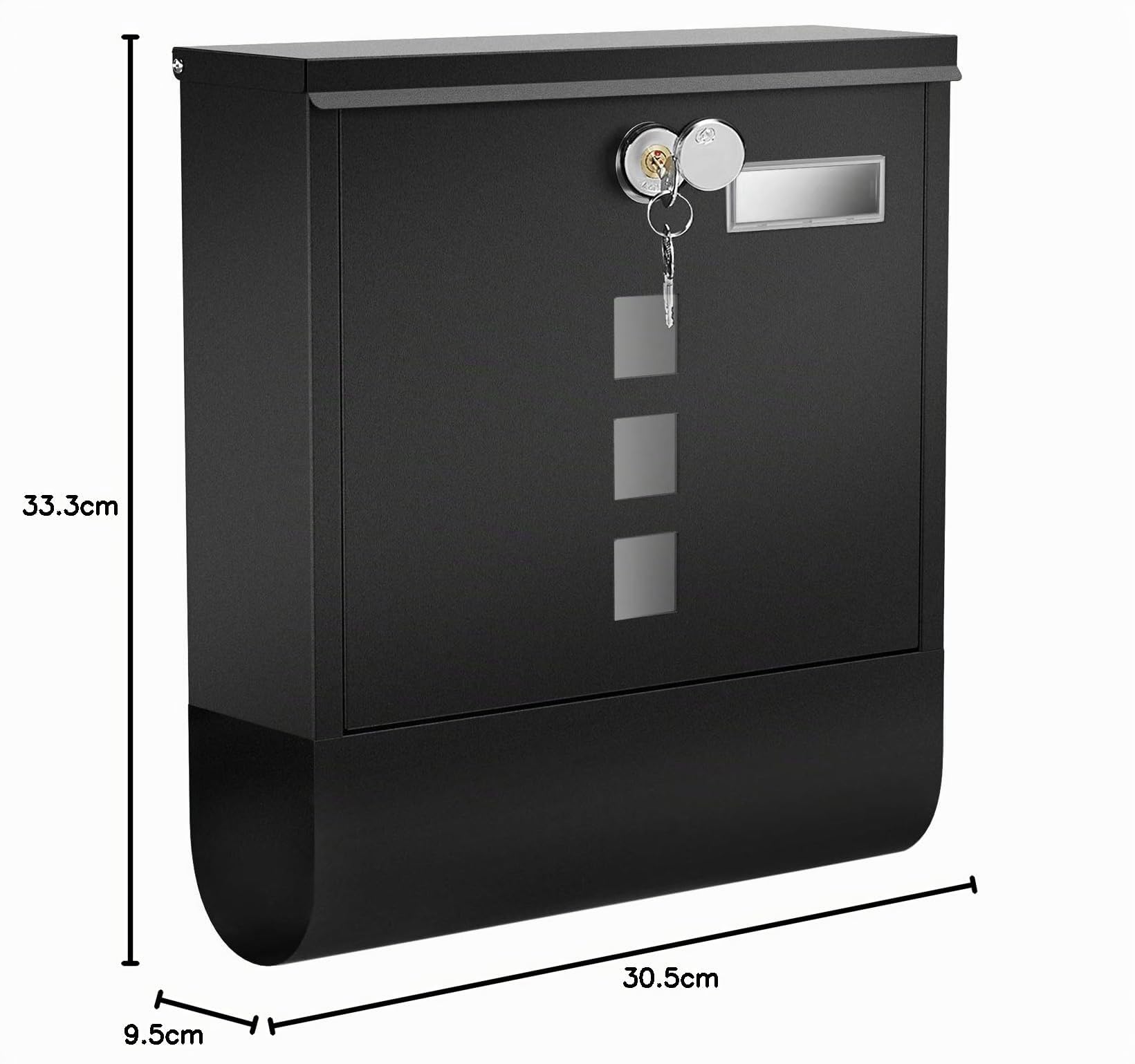 Songmics cassetta postale acciaio nera A4 30,8x33,8 cm