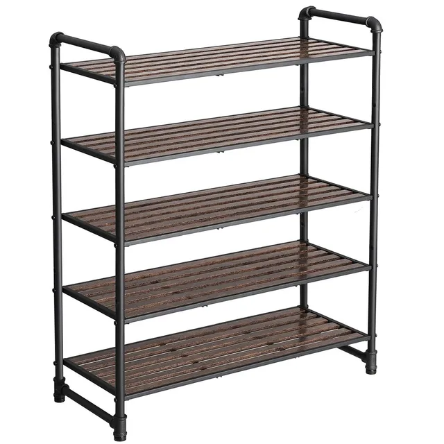 Songmics LMR25BX scarpiera 5 ripiani nera regolabile