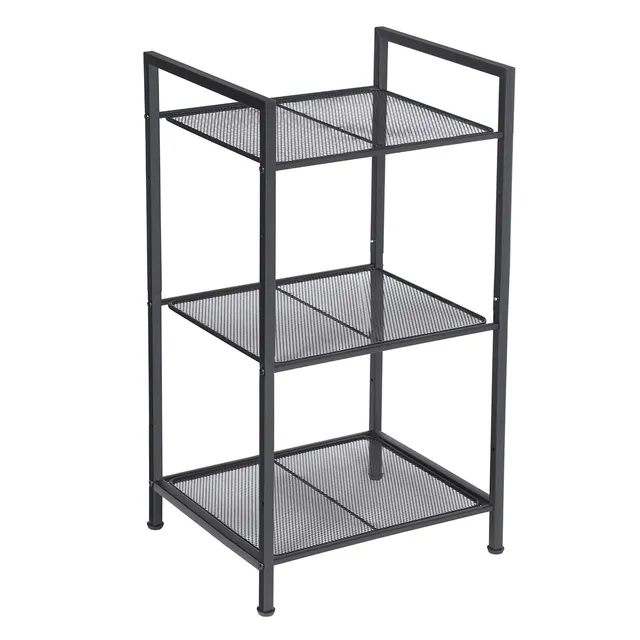 Songmics BSC33BK scaffale 3 ripiani nero 38x30x72 cm rete