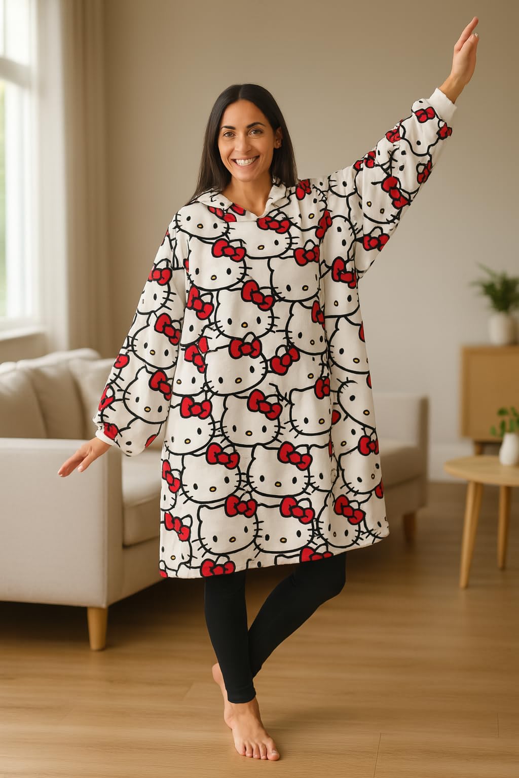 Kanguru felpa coperta Hello Kitty pile 85x75 cm oversize