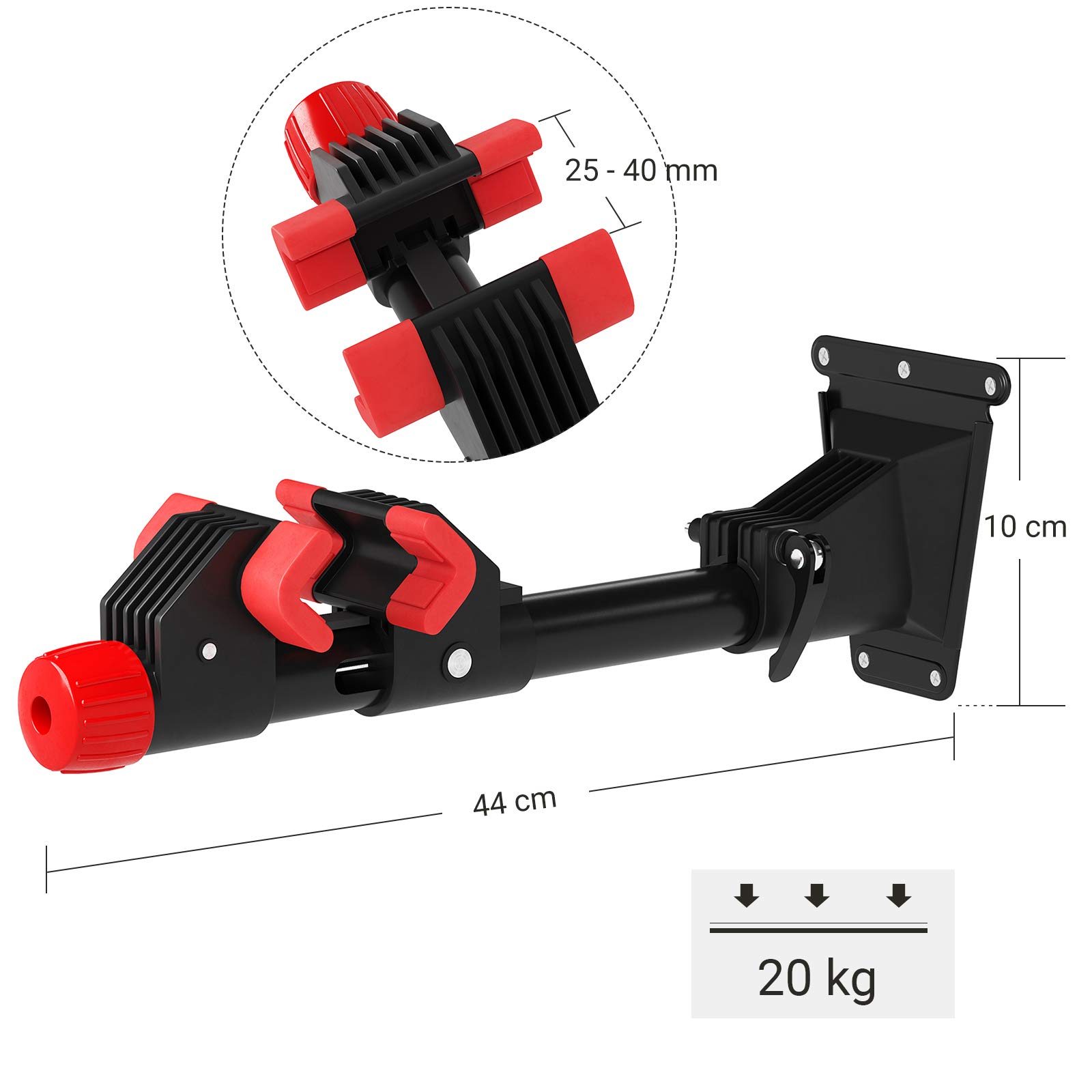 Songmics SBR08B supporto bici da parete 20 kg nero rosso