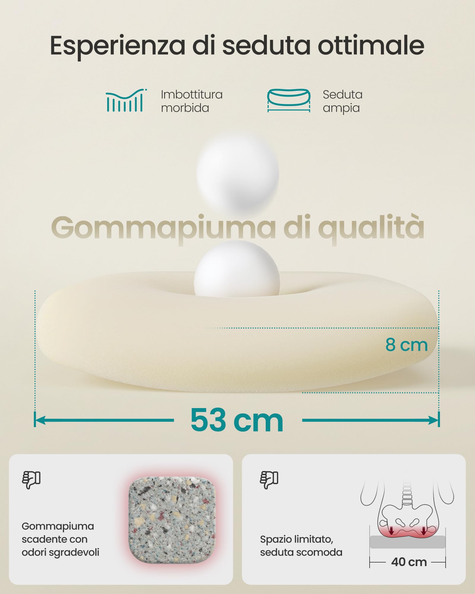 Songmics OBN047B01 sedia ufficio nera poggiatesta 53 cm