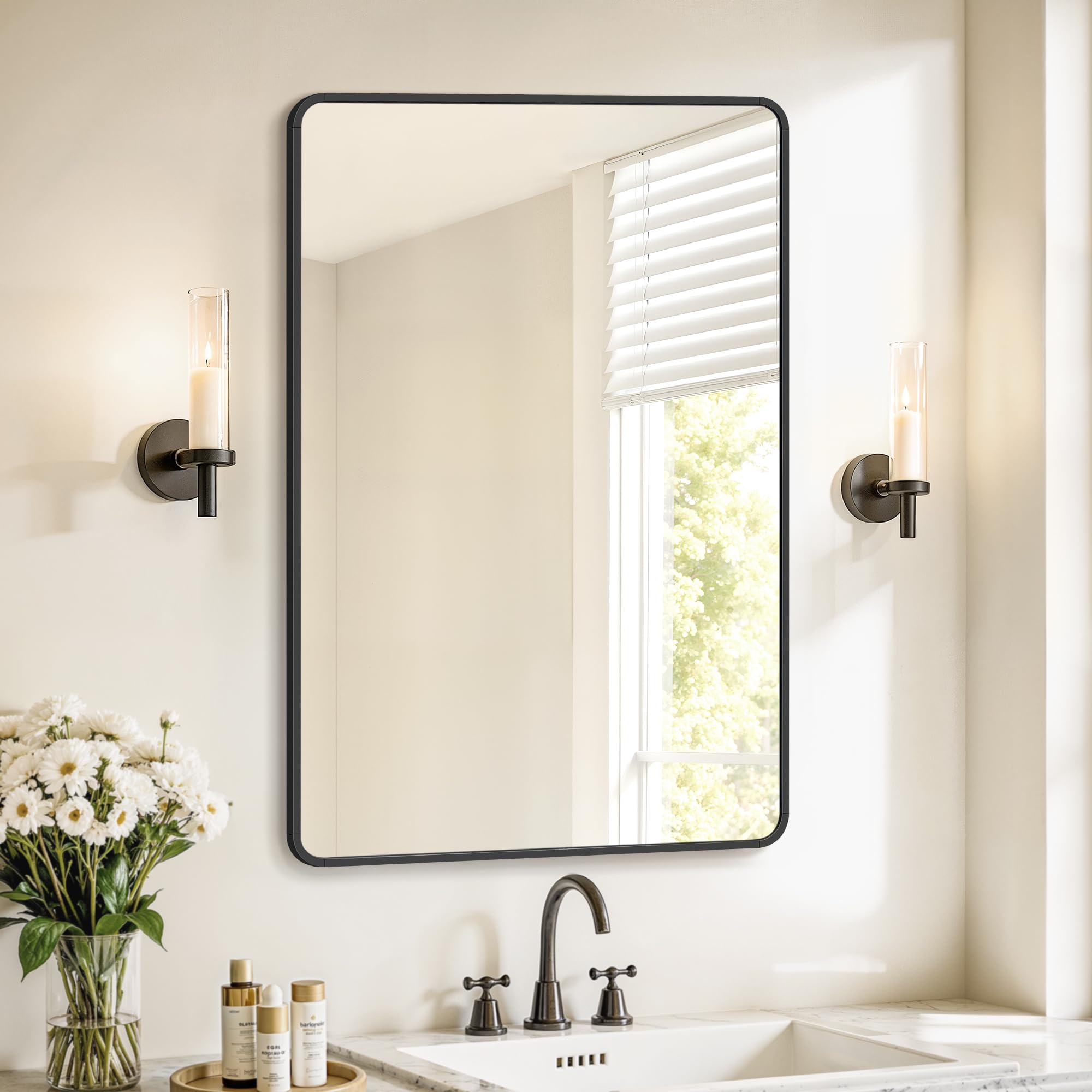 Songmics LWM010BD01 specchio parete 91x61 cm nero antifratura