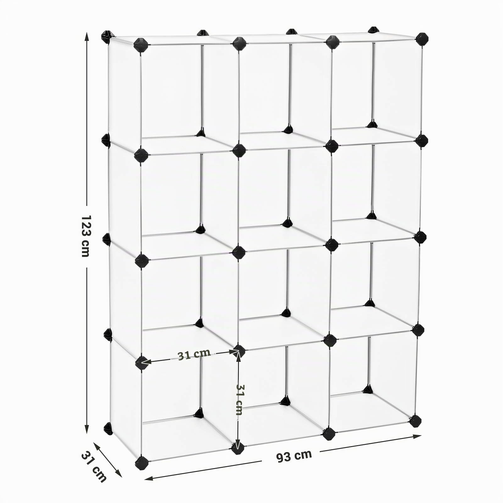 Songmics Scarpiera 12 cubi modulare 31x93x123 cm bianca