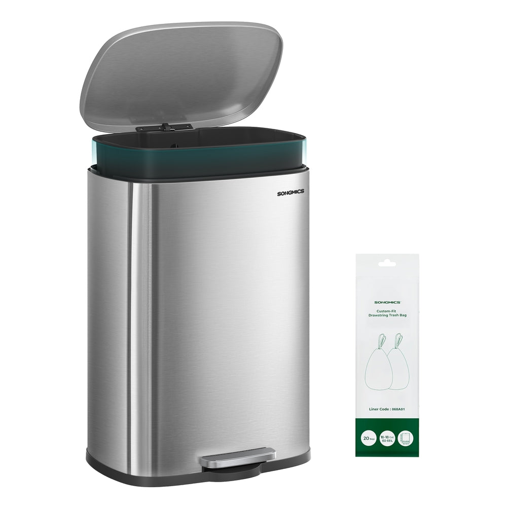 SONGMICS ULTB075BZ01 pattumiera cucina acciaio nero 75 L pedale