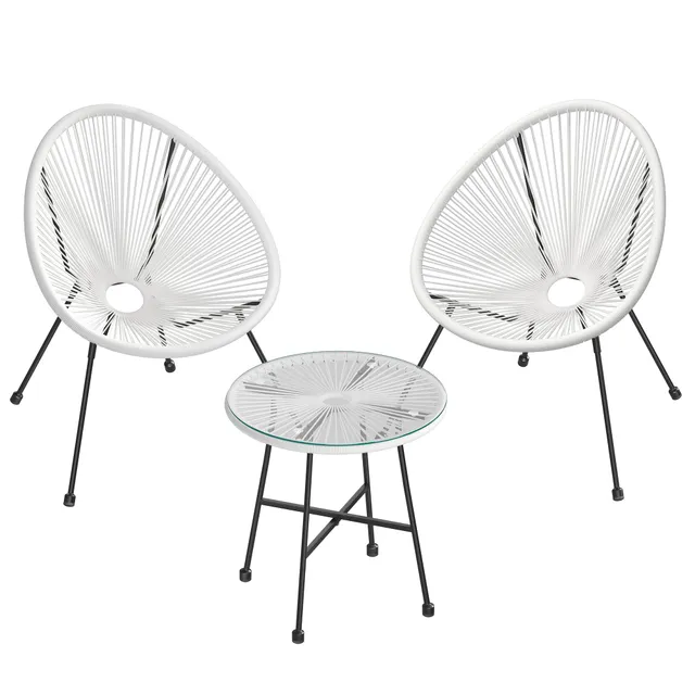 Songmics GGF013W02 Set Giardino Acapulco 3 Pezzi Bianco