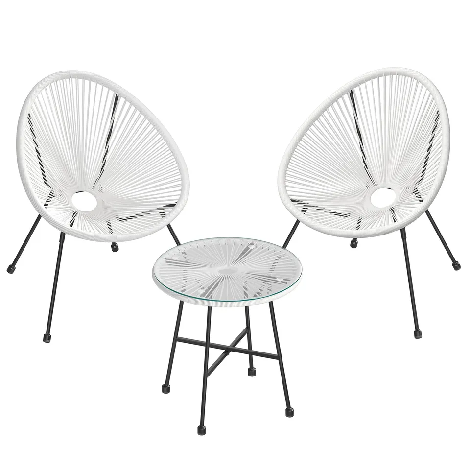 Songmics GGF013W02 Set Giardino Acapulco 3 Pezzi Bianco