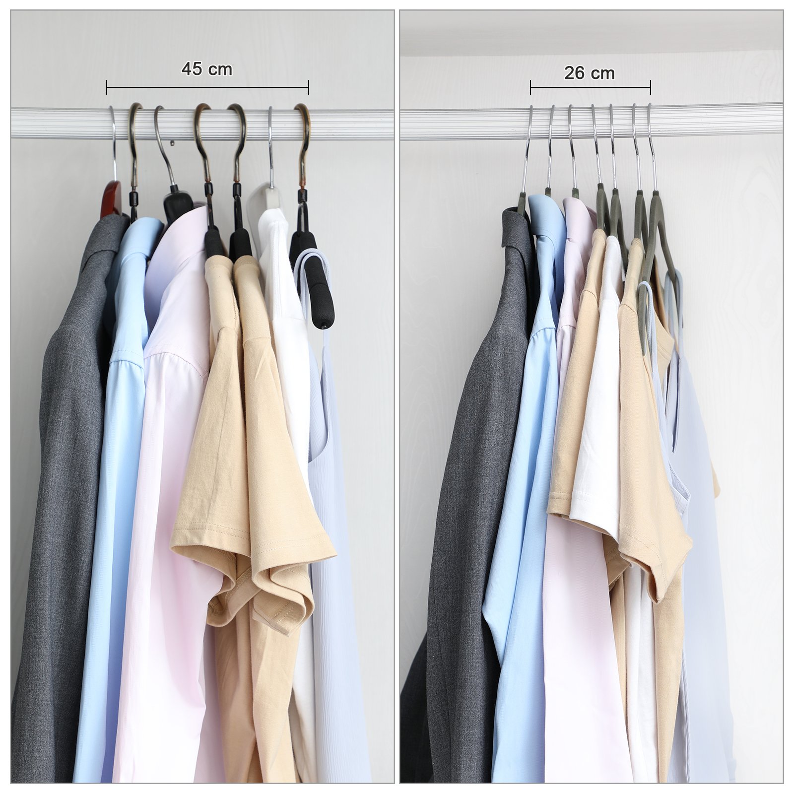 Songmics CRF20F Grucce Velluto 20 Pezzi Grigio Antiscivolo