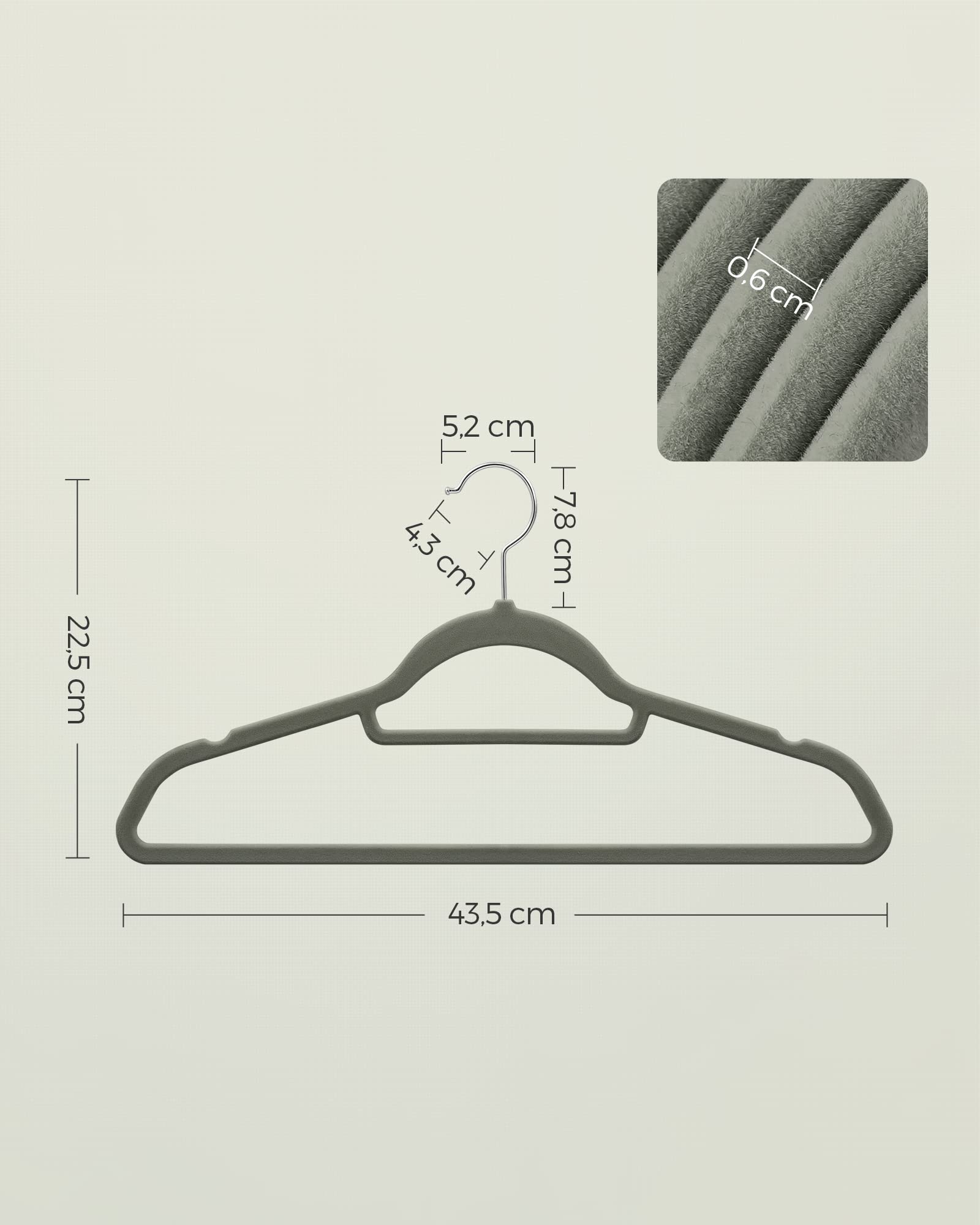 Songmics Grucce Velluto Set da 40 Antiscivolo Salvaspazio