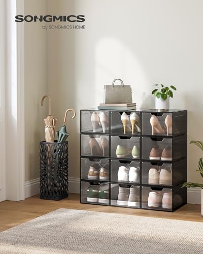 Songmics scatole portascarpe trasparenti 12 pezzi fino 44