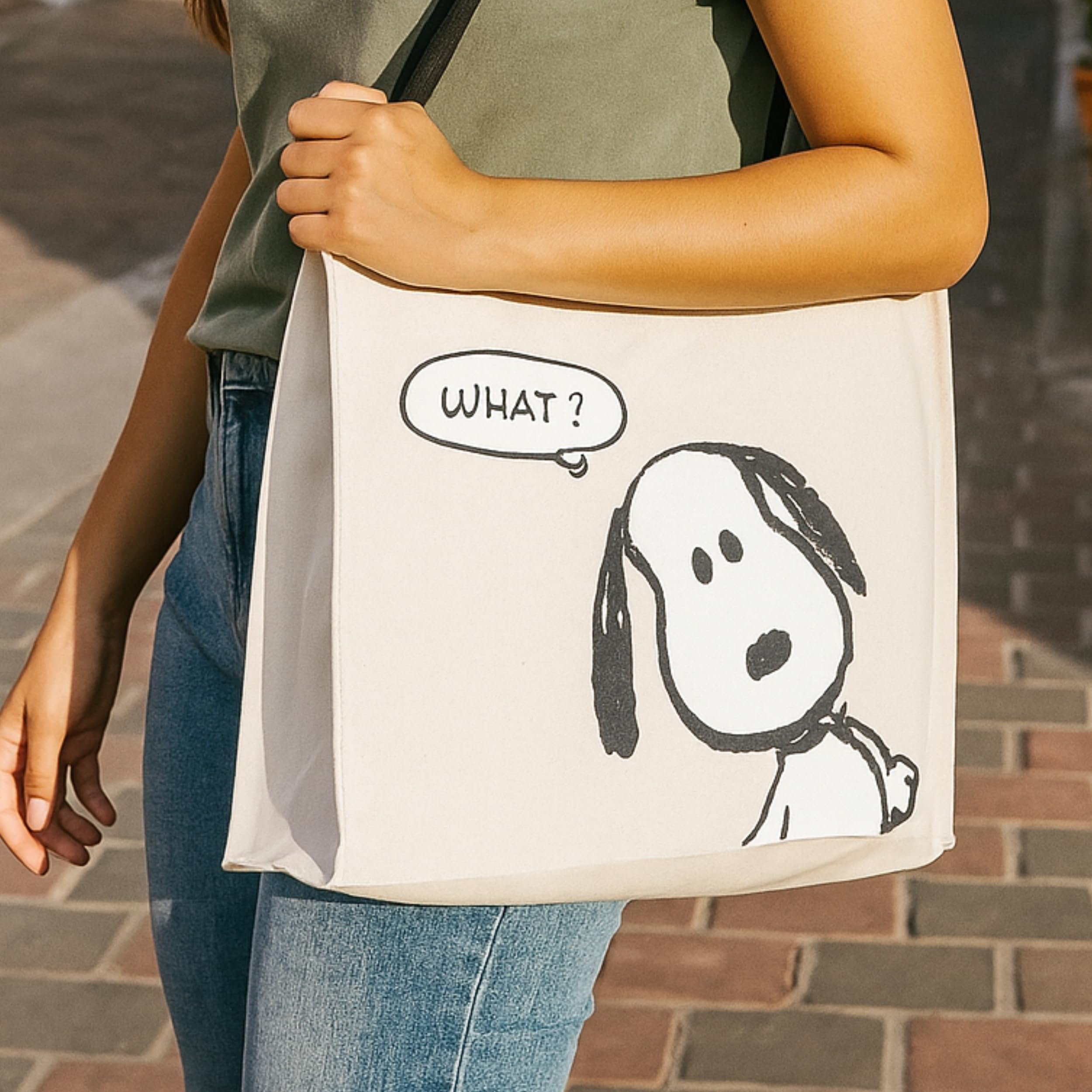 Lavatelli Snoopy Tote Bag Shopper Cotone con Tasca Interna