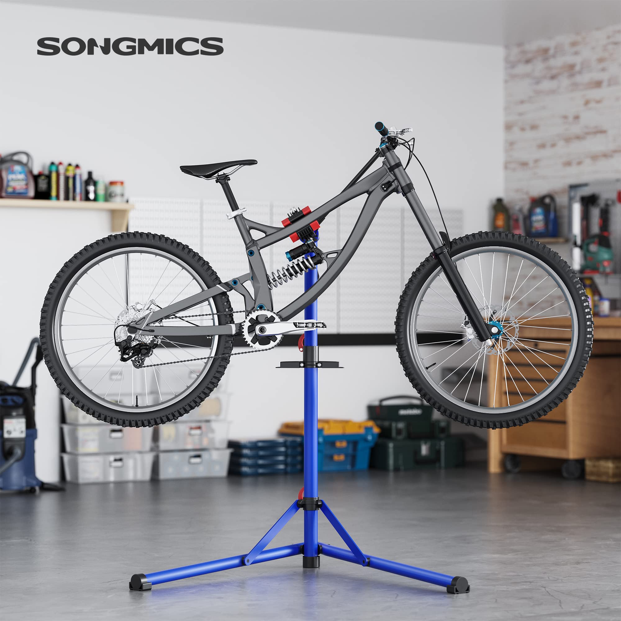 Songmics SBR007Q01 cavalletto bici blu con morsetto girevole