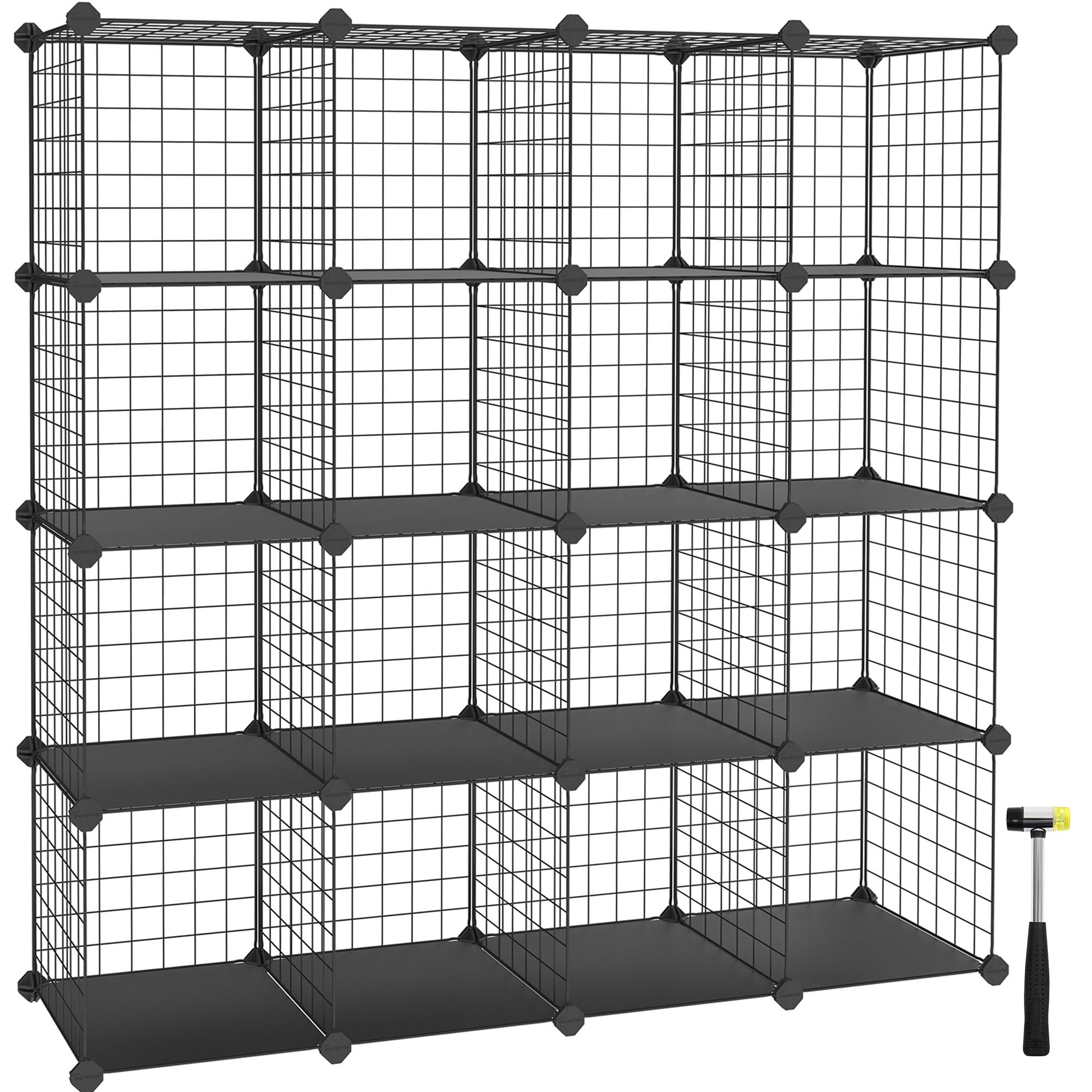 Songmics LPI44H Scaffale 16 Cubi 123cm Nero Componibile