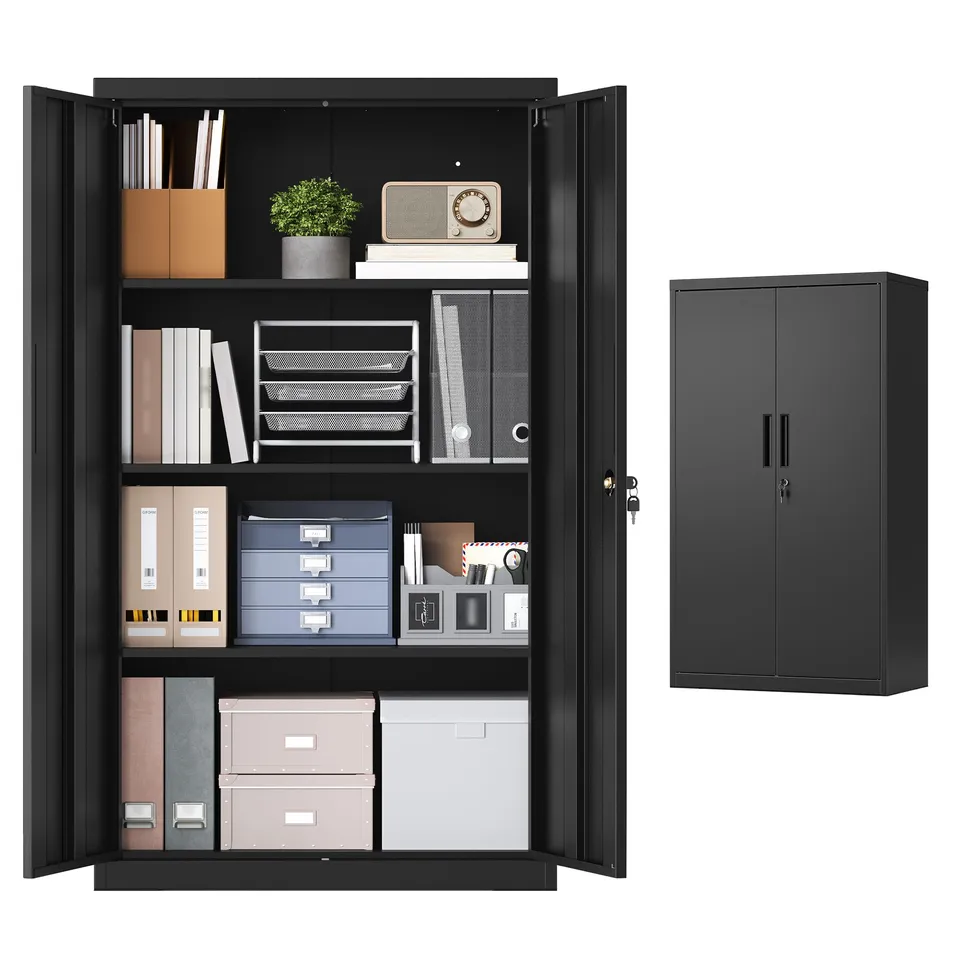 Songmics OMC020BD01 armadio in metallo 140 cm nero con serratura