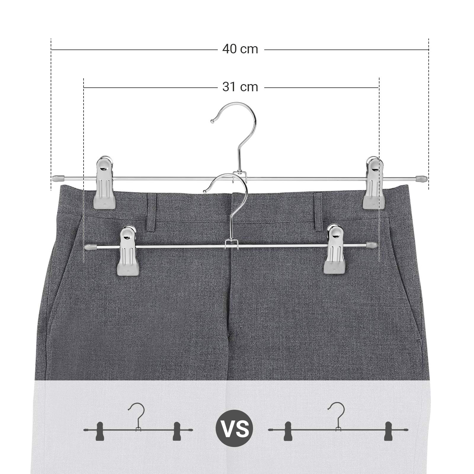 Songmics CRI06G20 grucce pantaloni 40 cm set 20 antiscivolo