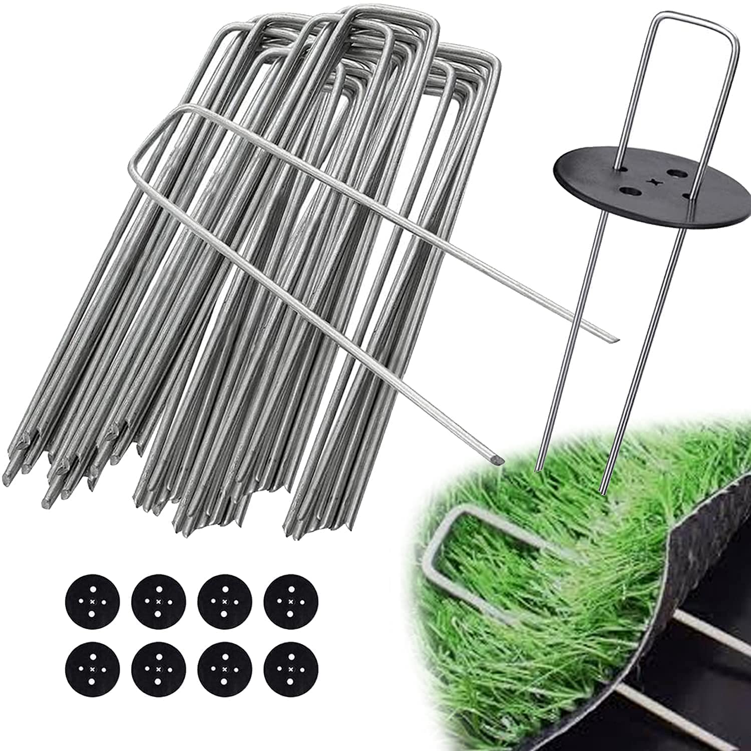 Ediesi picchetti giardino a U acciaio 50 pezzi 15 cm antiruggine