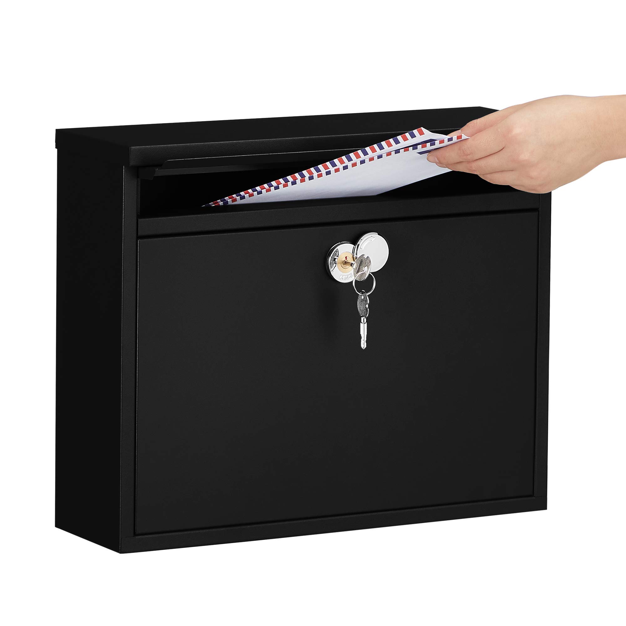 SONGMICS GMB010B01 Cassetta Postale Nera con Serratura
