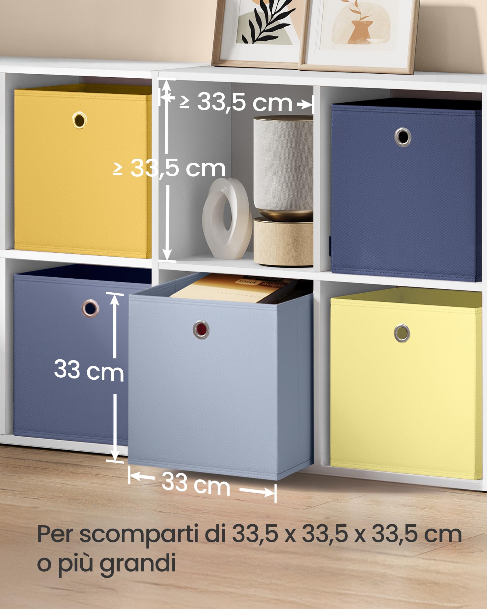 Songmics RFB233XA09 Scatole Tessuto 6 Pezzi 33 cm Colorate