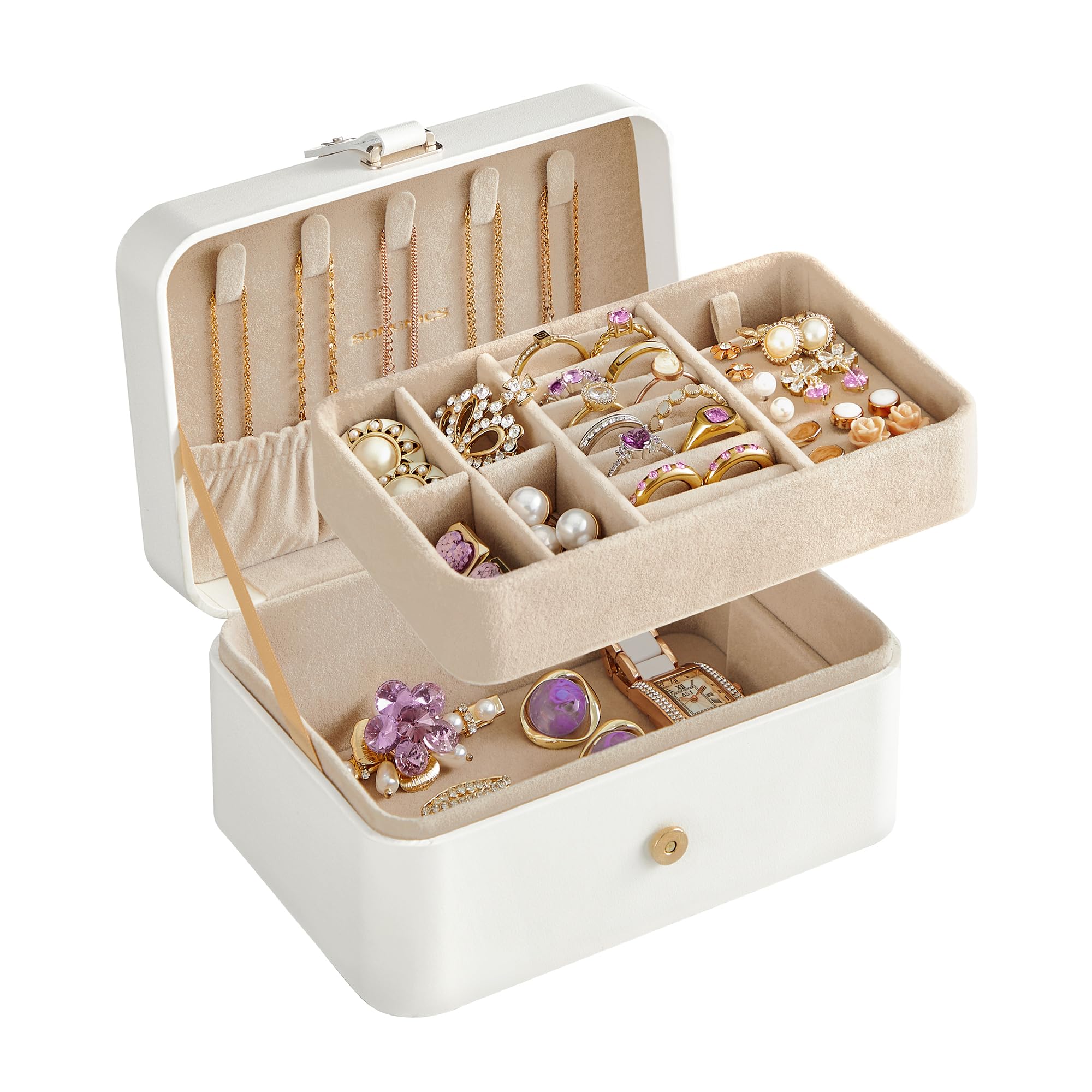 Songmics Gisella JBC166W01 portagioie viaggio bianco nuvola 2 livelli