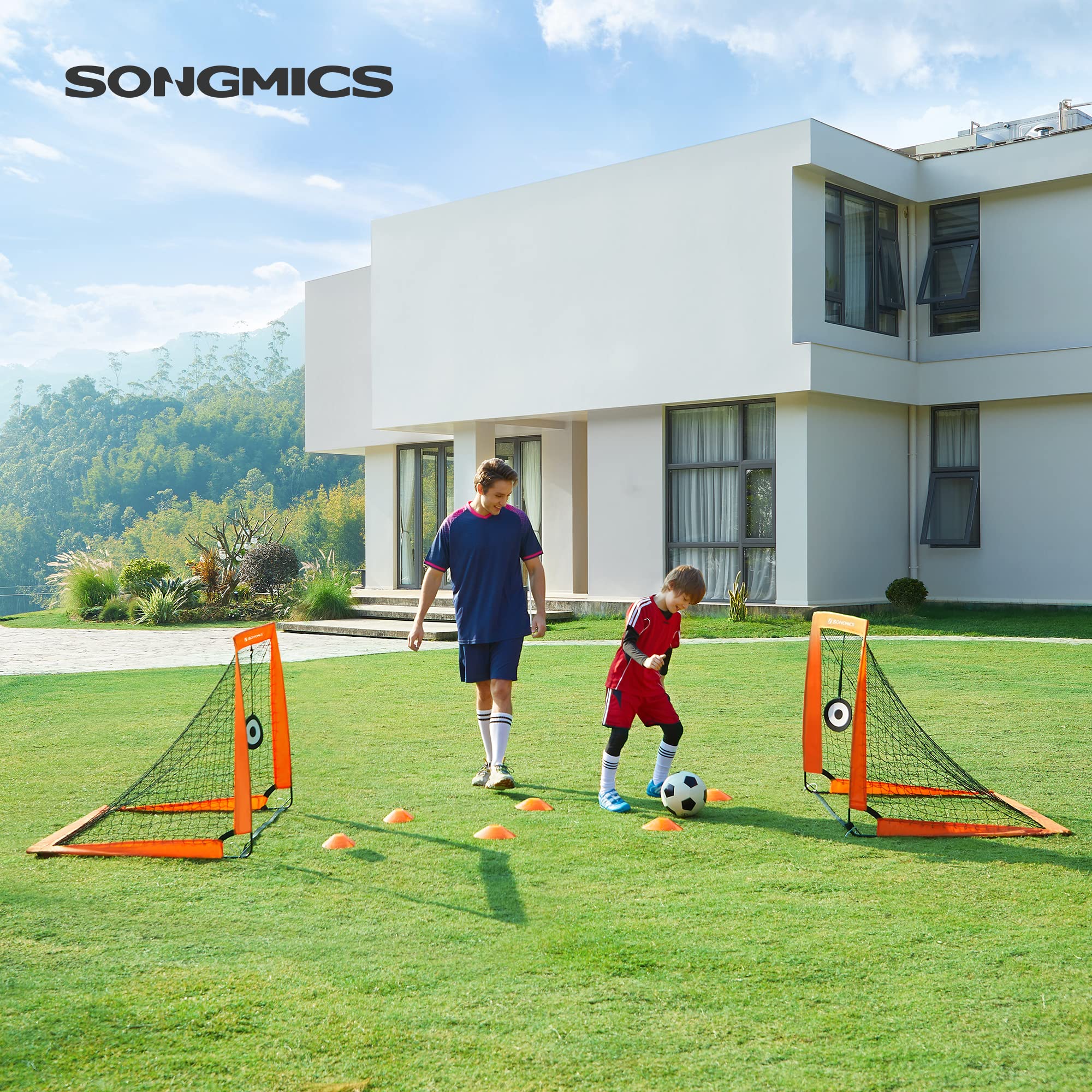 Songmics SZQ422 Porta Calcio Bambini Set 2 Arancione 120 cm