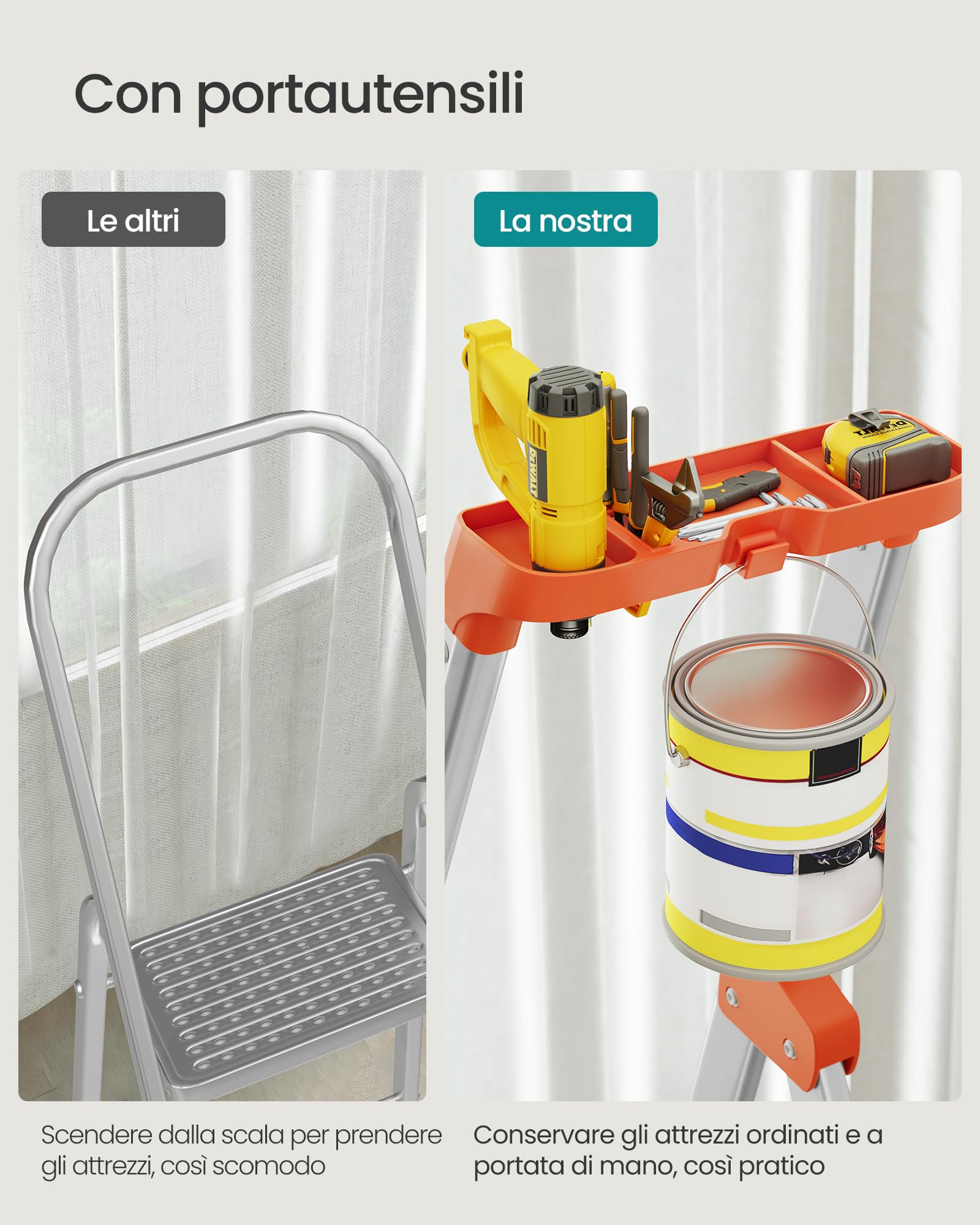 Songmics GLT06BK Scaletta 6 Gradini Alluminio 150 kg