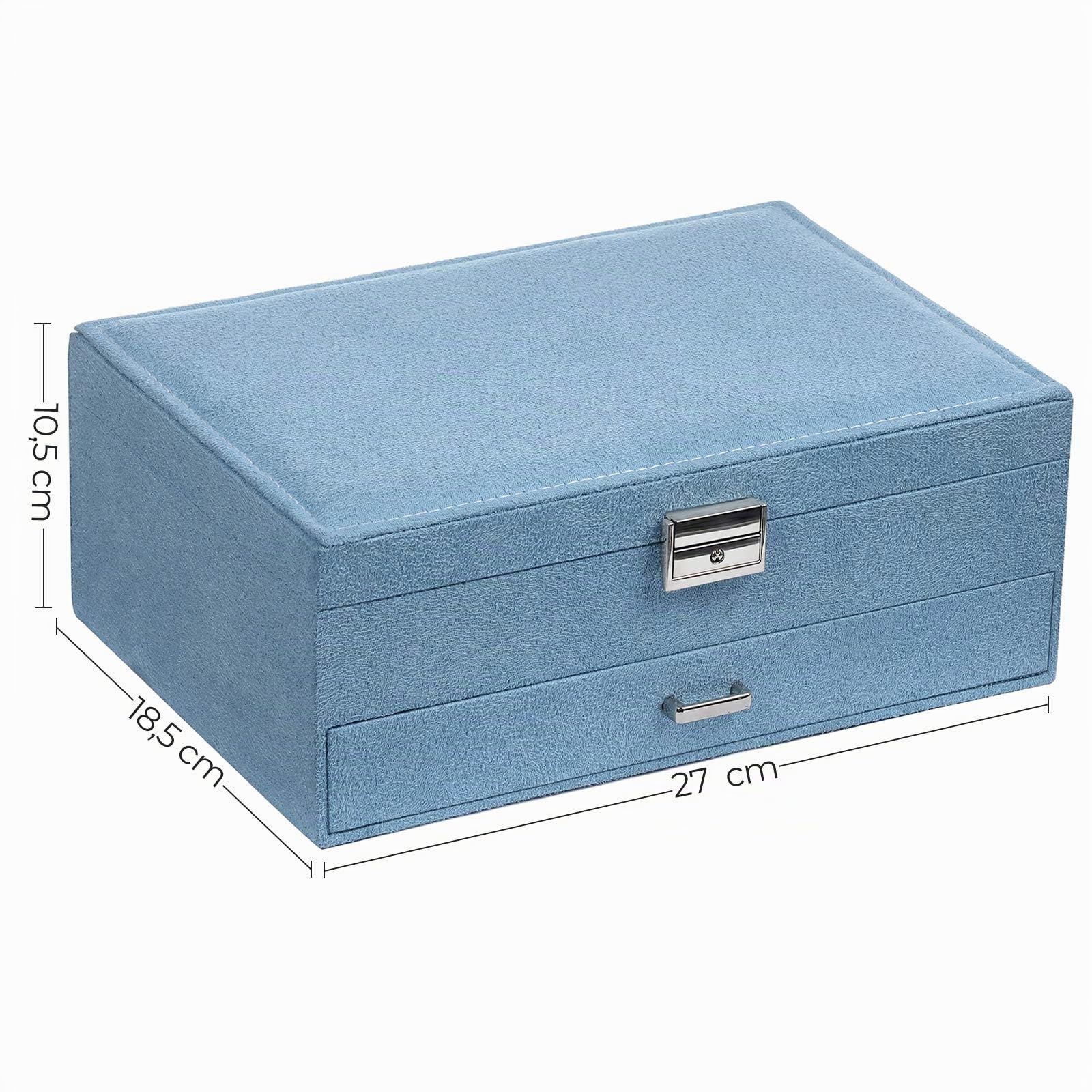 Songmics JBC156Q01 Scatola Portagioie Blu Chiaro con Chiave
